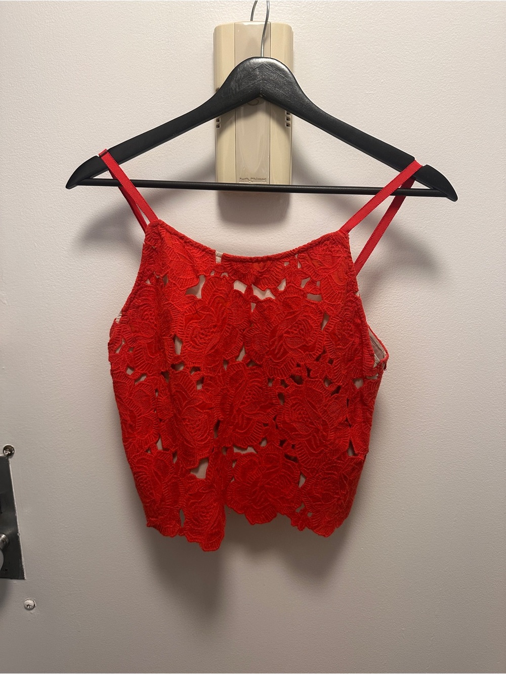 Alice + Olivia Red Crochet Floral Lace Cami